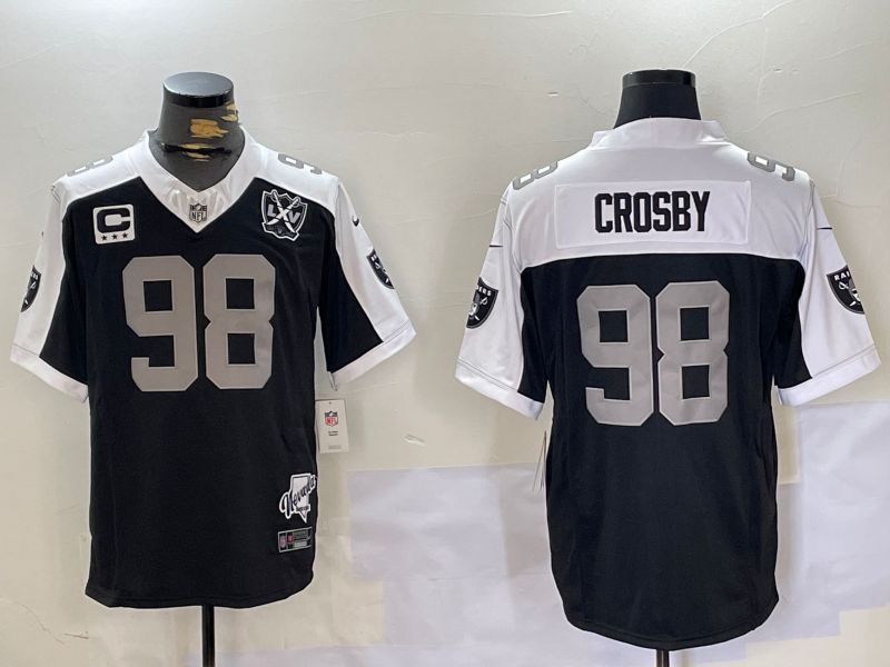 Men Oakland Raiders 98 Crosby Black Thanksgiving five generations 2024 Nike Limited NFL Jersey style 2